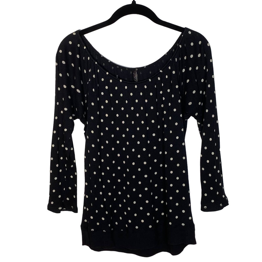 Old Navy Black & Cream Polka Dot Shirt